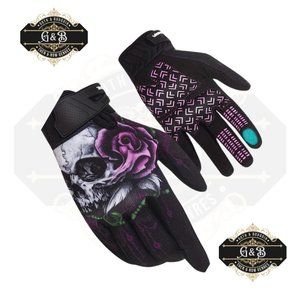 NWT Women's Skull & Rose Bicycle & Motorcycle Riding XL Gloves